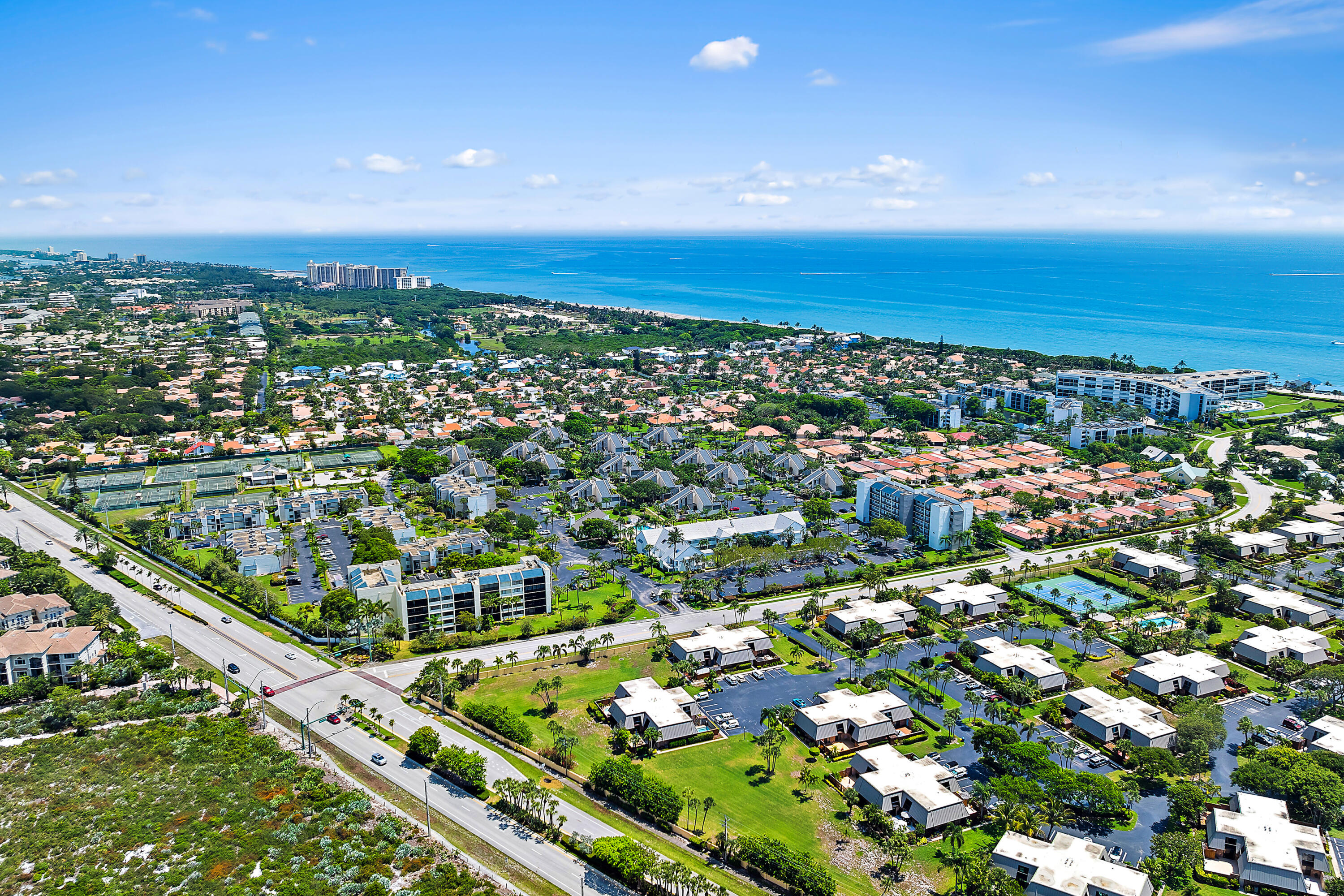 an aerial view of a city