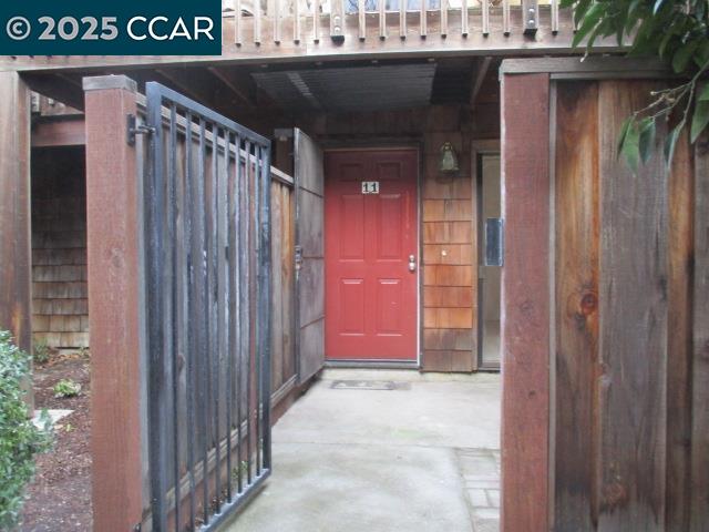 a view of a wooden door