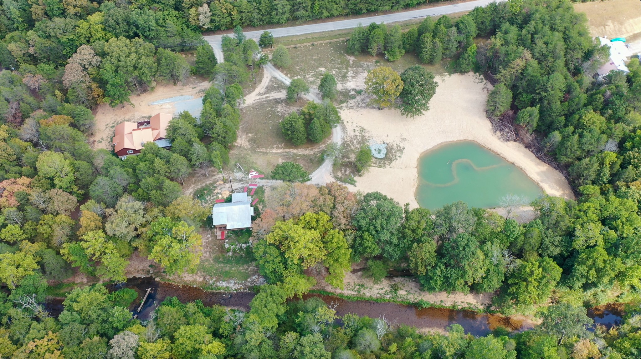 an aerial view of a house