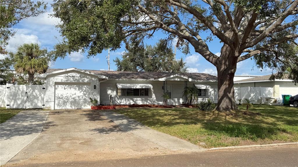 a view of a house with a tree in front