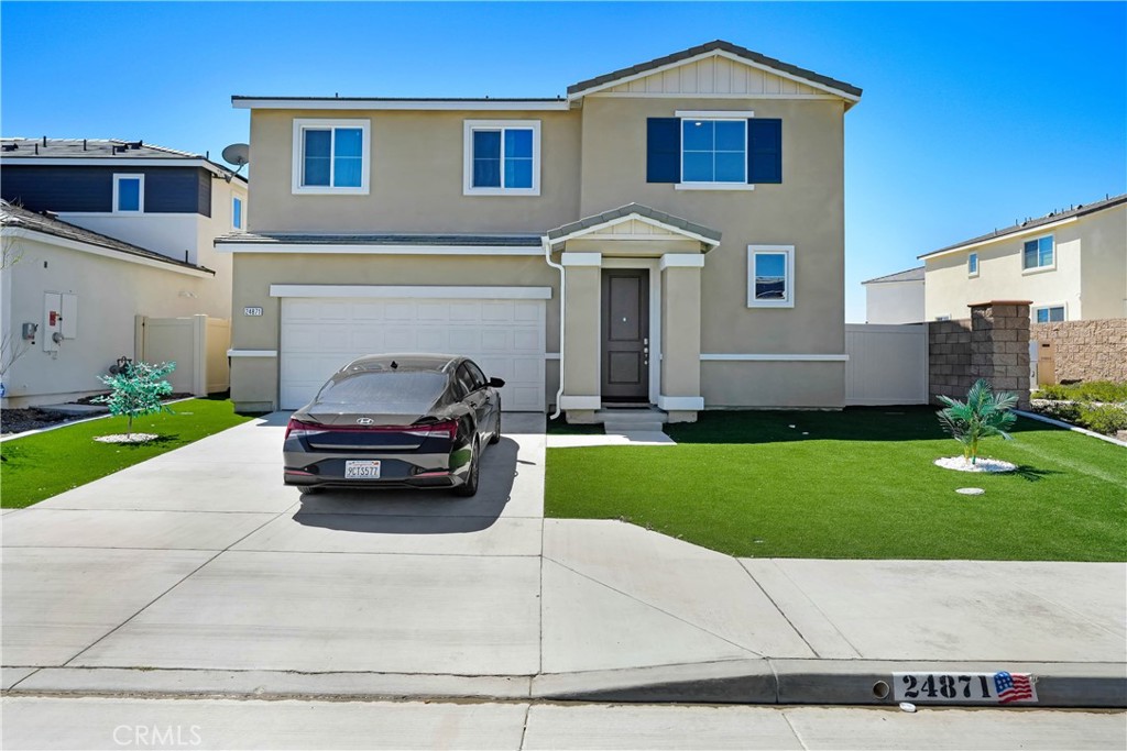 a car parked in front of a house