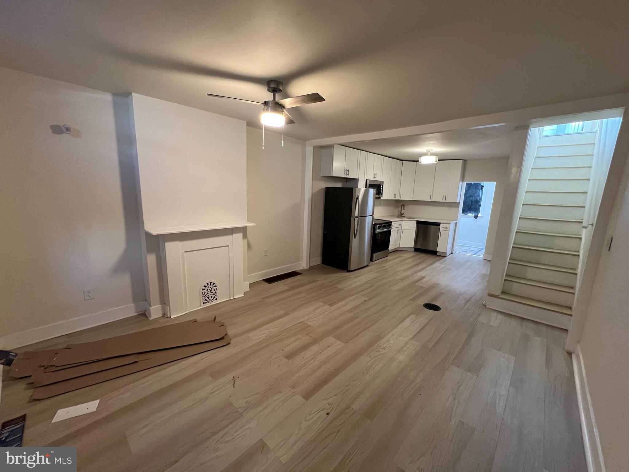 a view of a livingroom with a fireplace