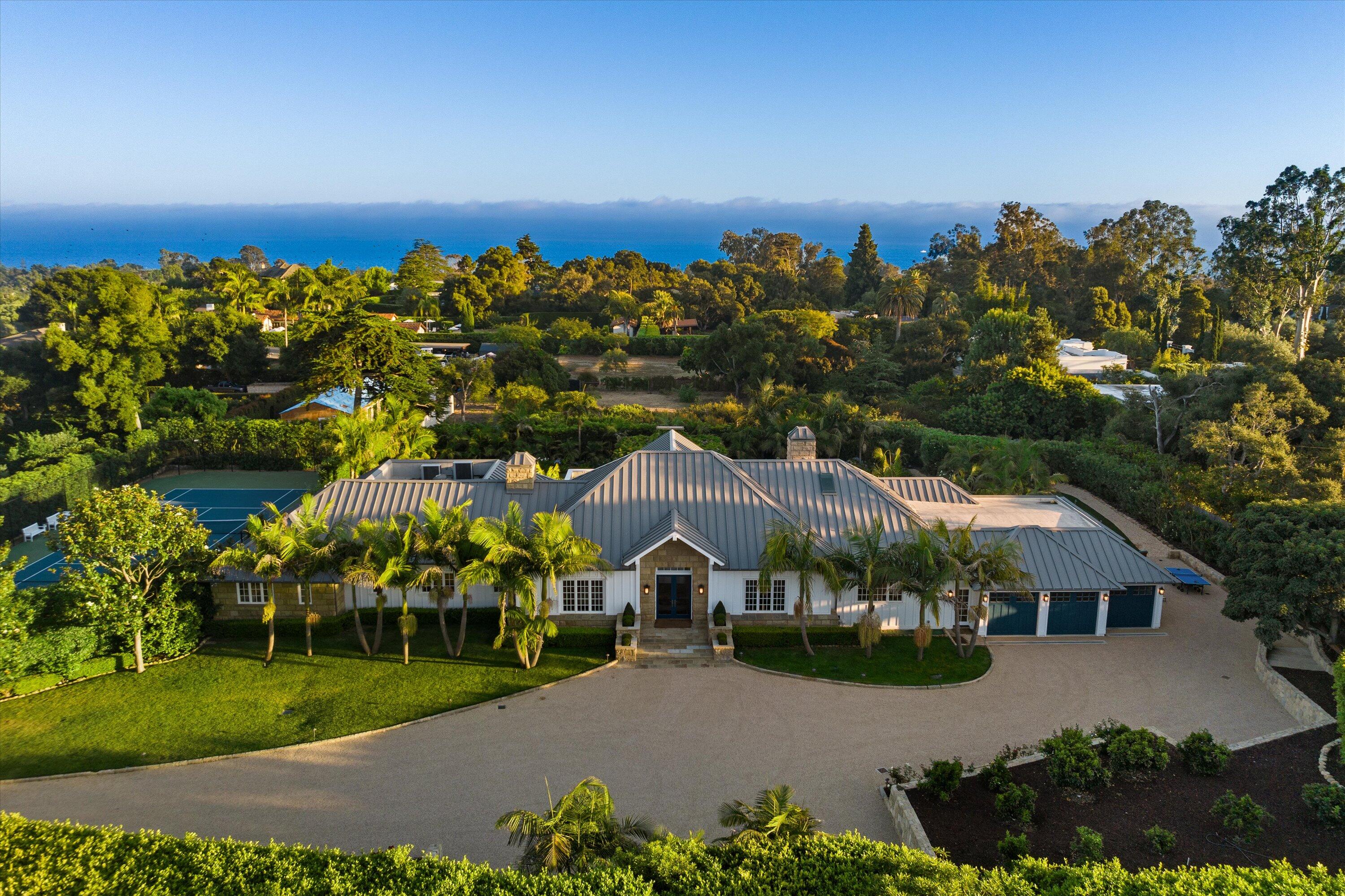 an aerial view of a house