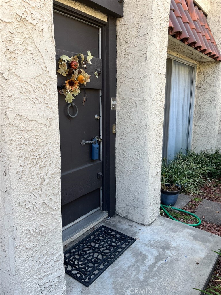 a view of a wooden door