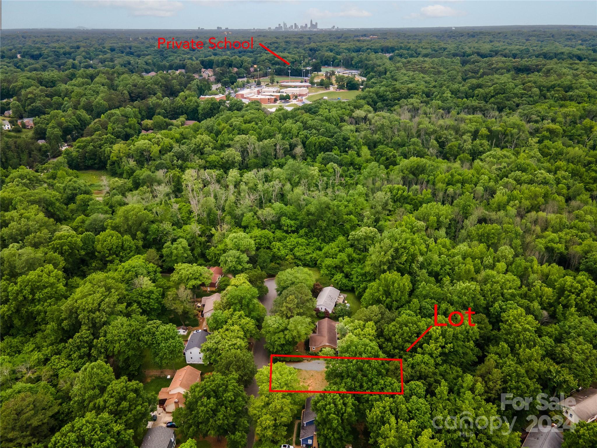 an aerial view of a houses with a lush green hillside