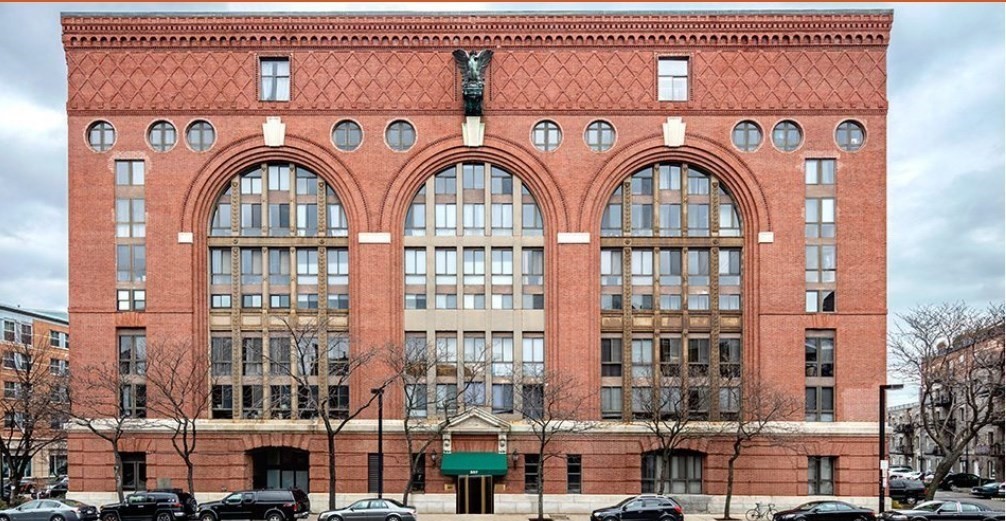 a front view of a building