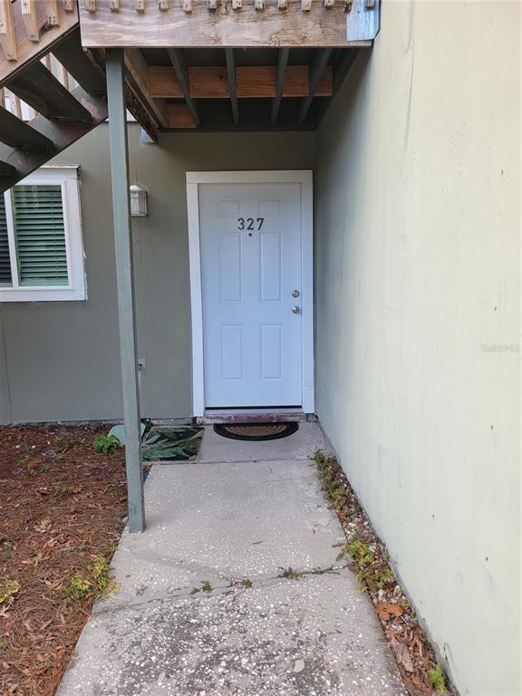 a view of a wooden door