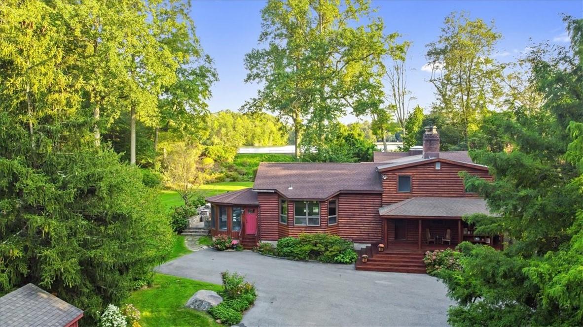 an aerial view of a house