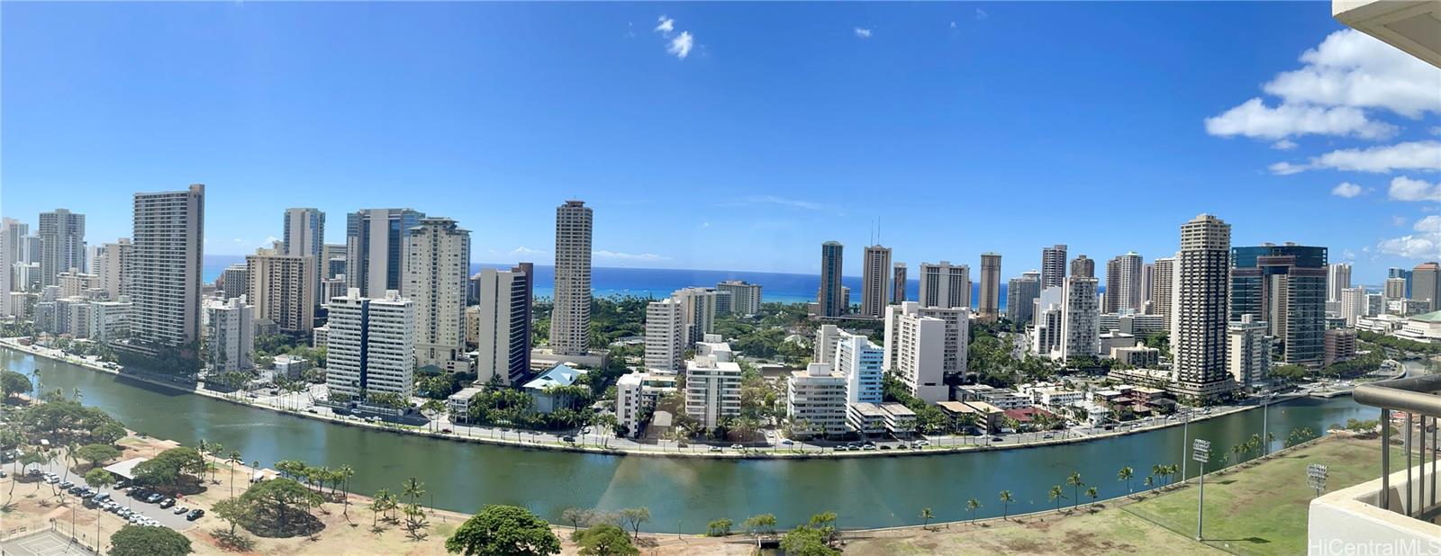 a view of a city with tall buildings