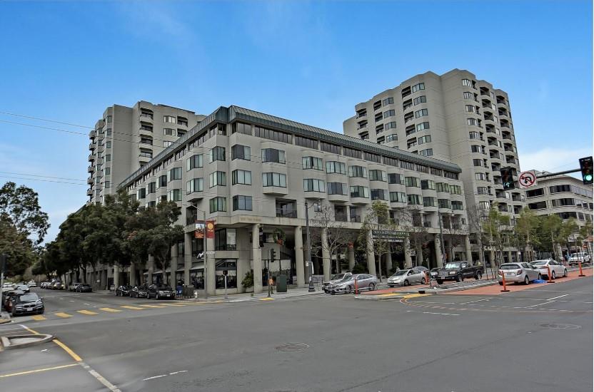 a front view of a building with street view