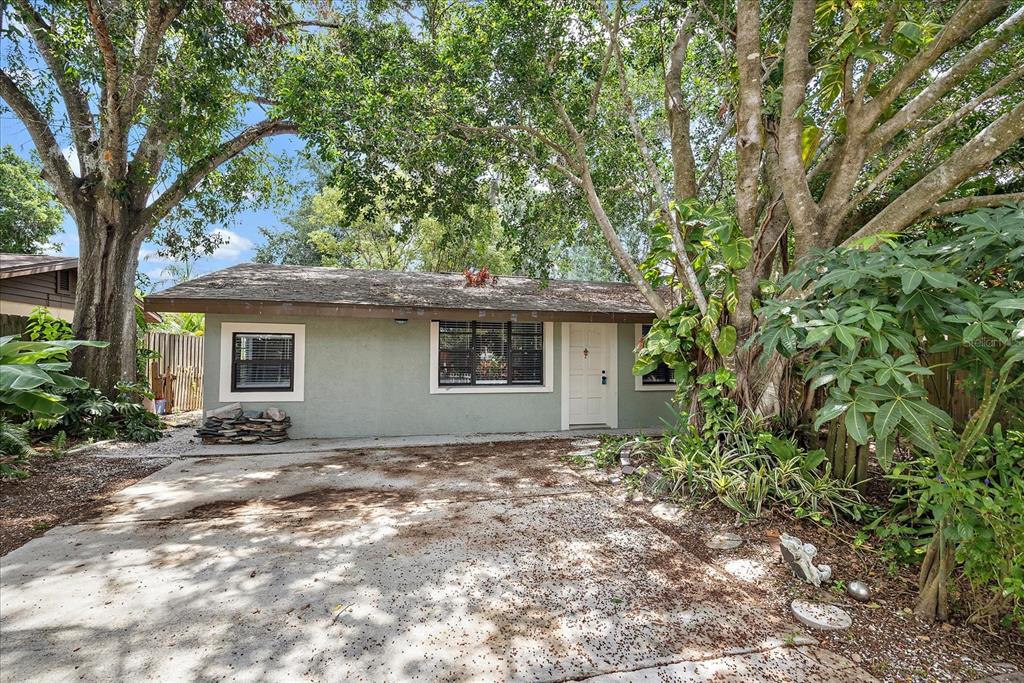 a view of a house with a tree in the yard