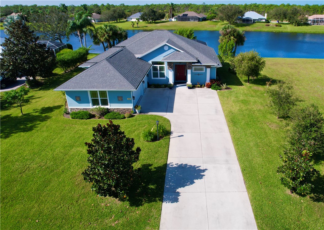 an aerial view of a house