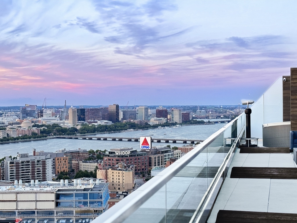 a view of a city from a balcony