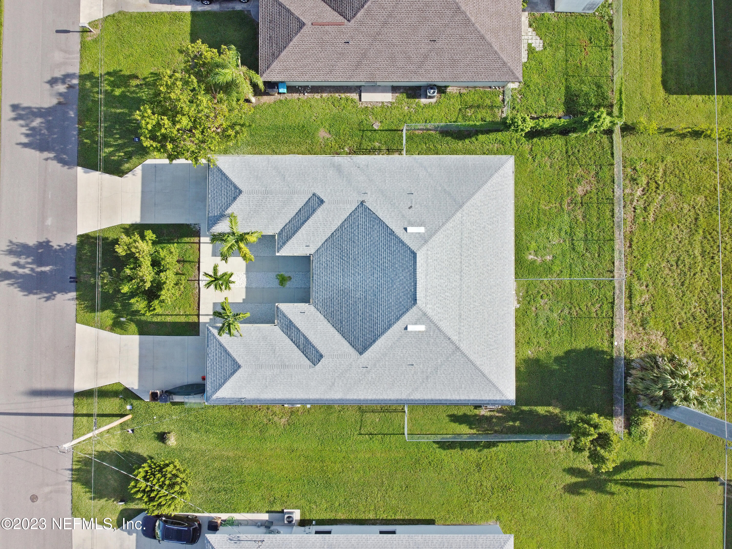 an aerial view of a house