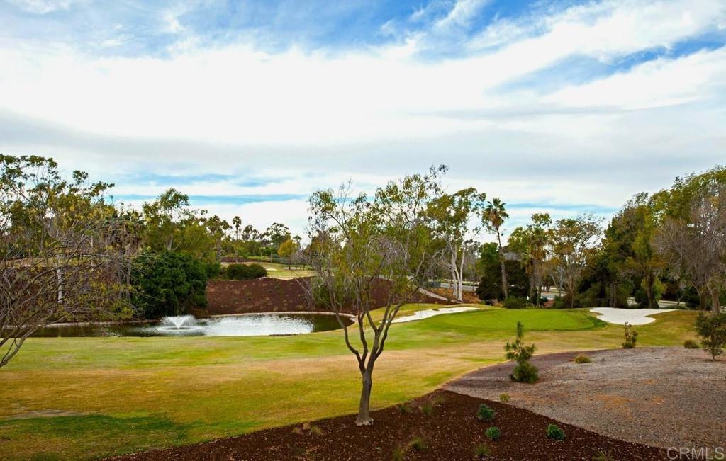 a view of a yard with swimming pool