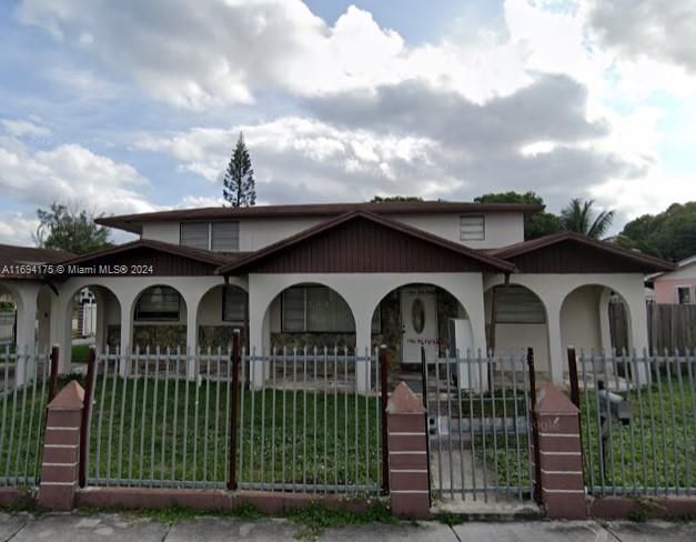 a front view of multiple houses