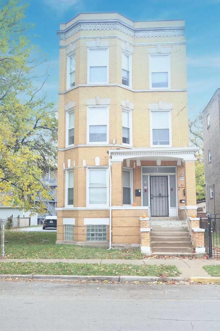 front view of a brick house