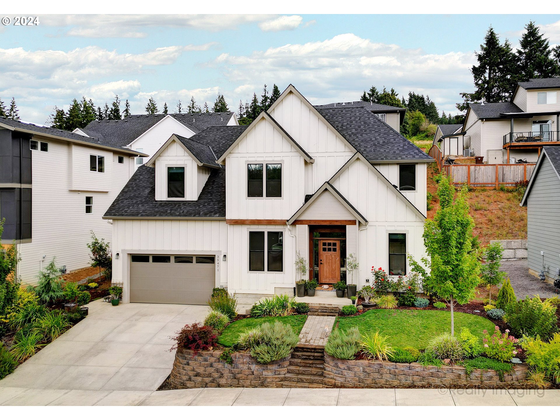 front view of a house with a yard