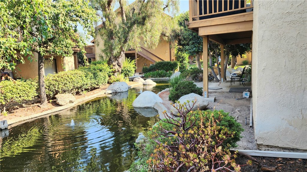 a view of a lake with a house