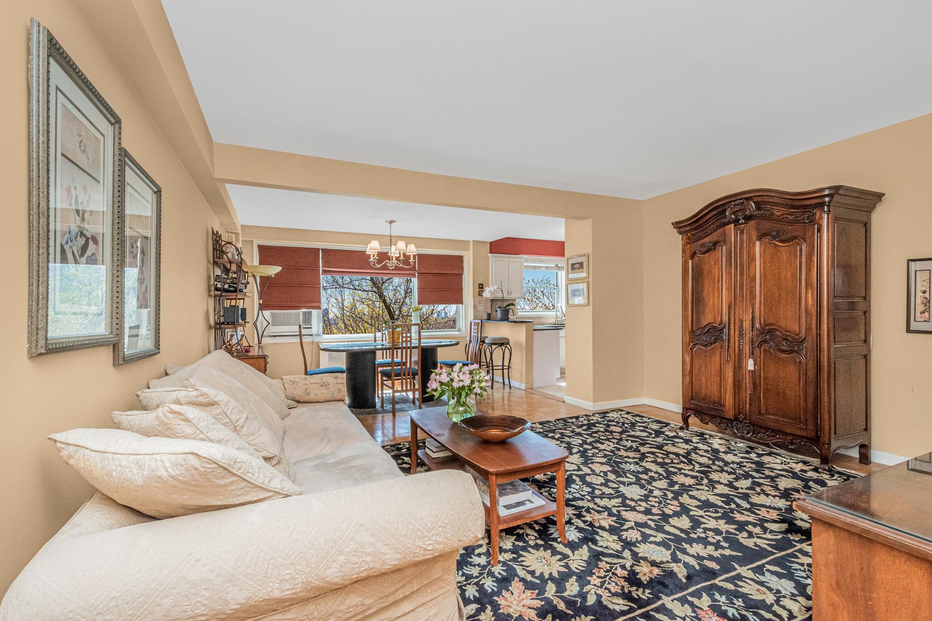 a living room with furniture