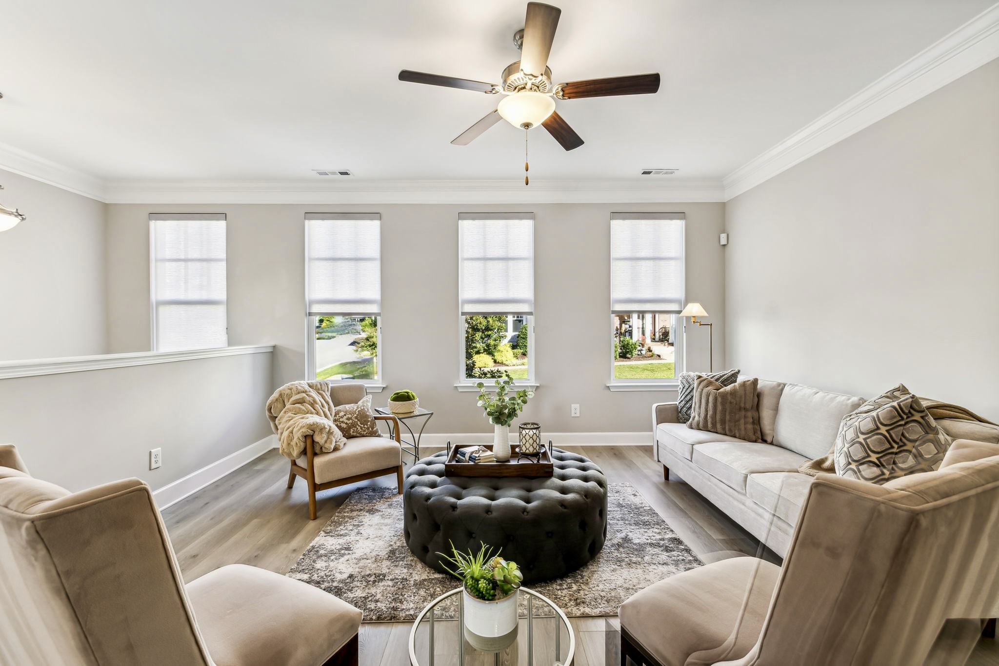 a living room with furniture