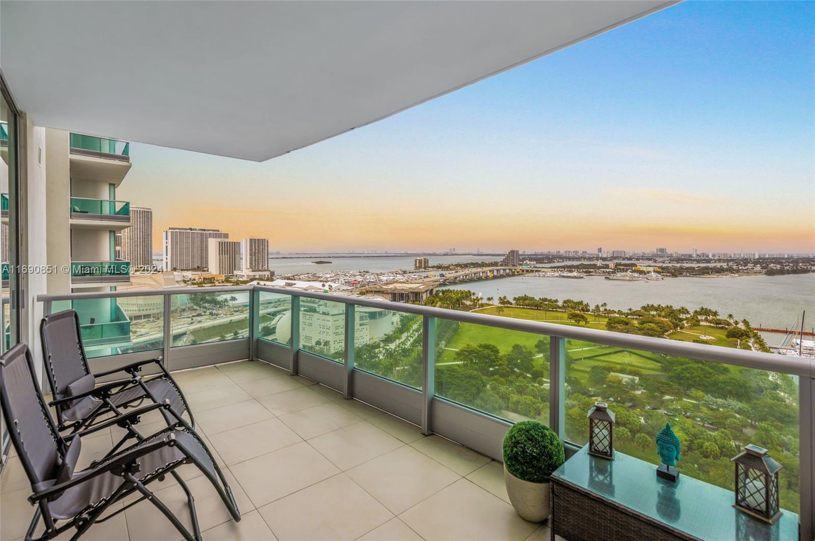 a balcony with city view