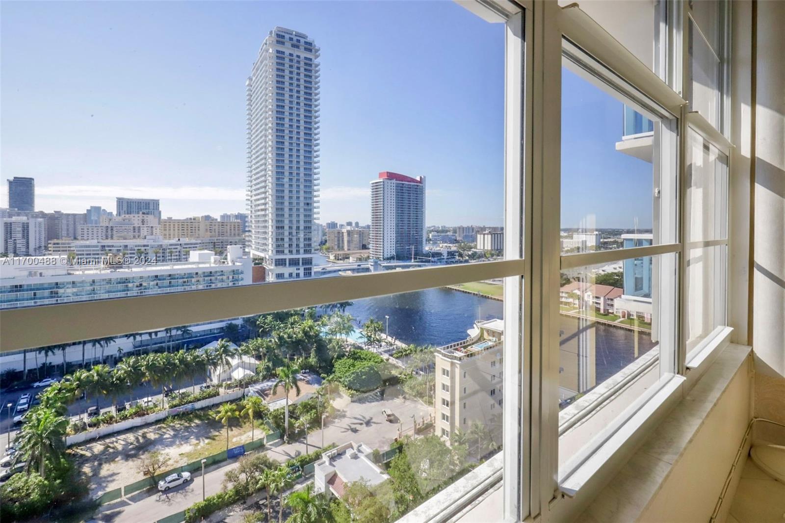 a view of a balcony with city view