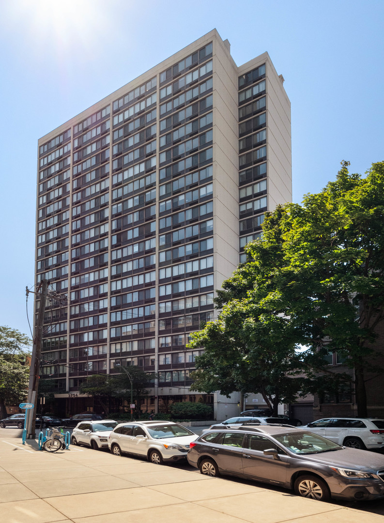 a front view of a building with street view