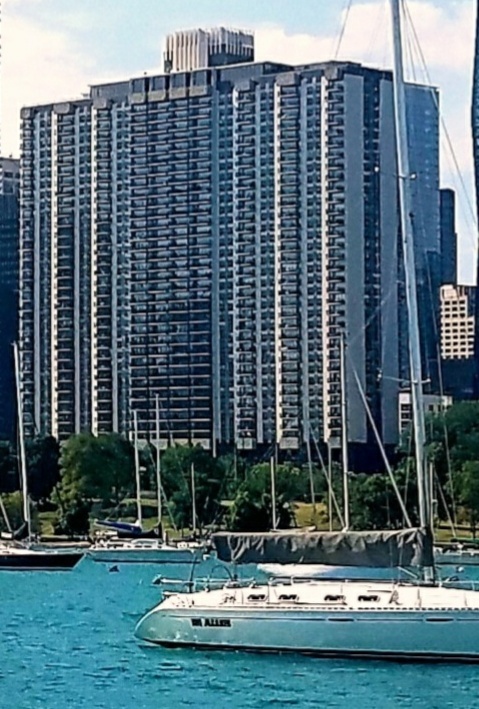 a view of a building with a swimming pool