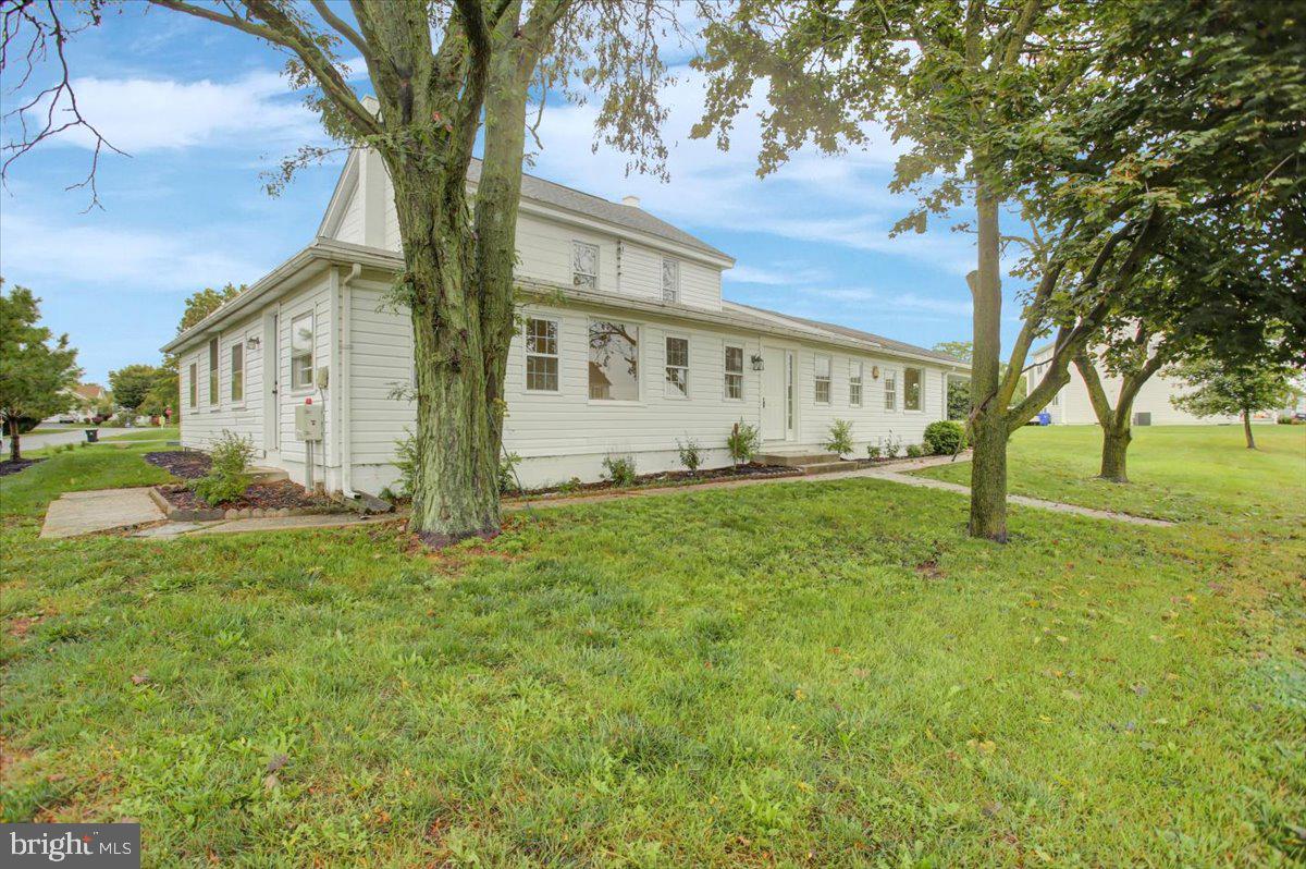 a white house that has a tree in front of a house