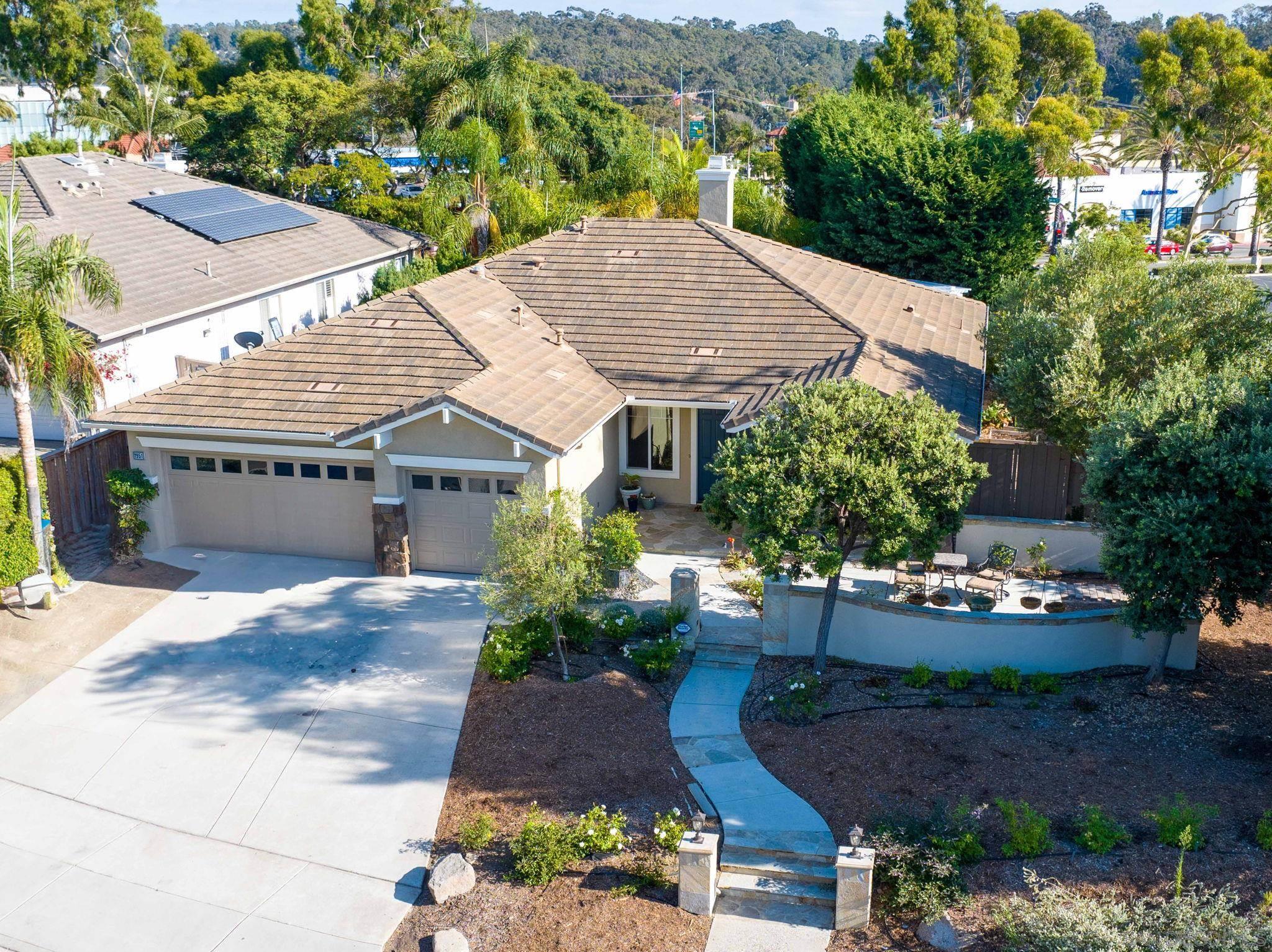 an aerial view of a house