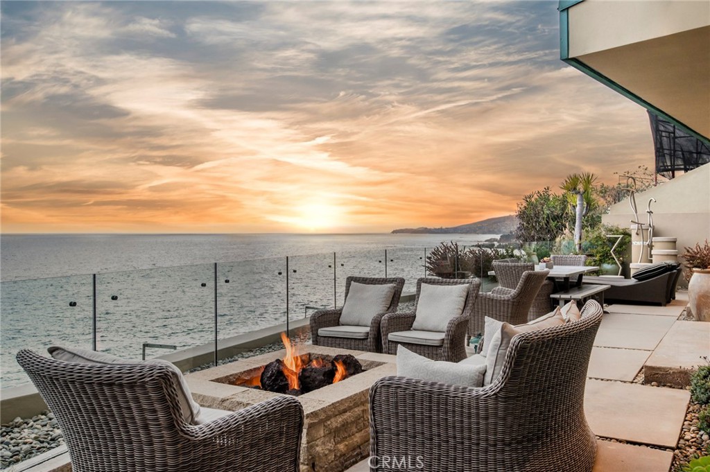 a view of a terrace with furniture