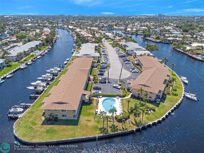 an aerial view of a house