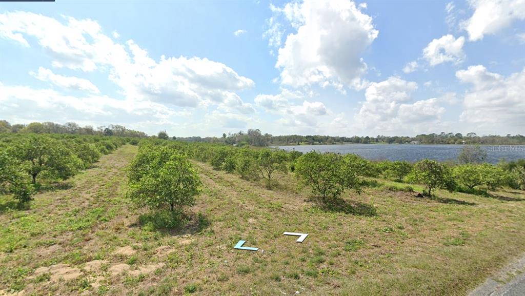 a view of a lake with houses in the back