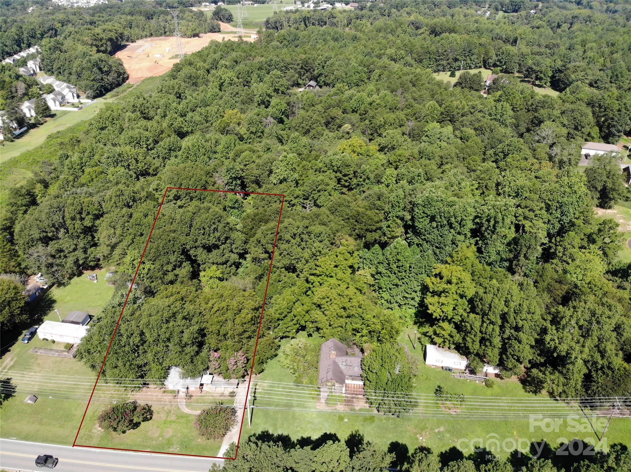 a view of a yard with a tree