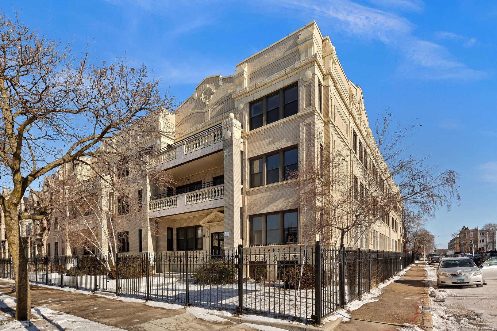 a view of a building with many windows