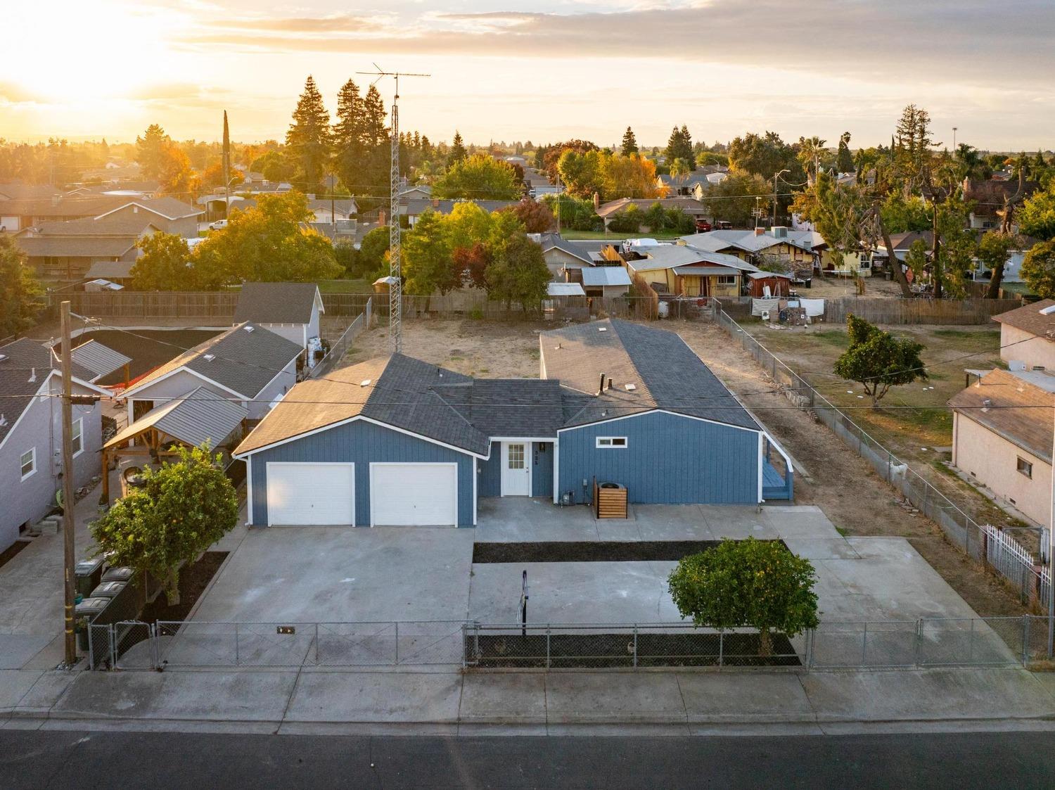 a aerial view of a house with a garden