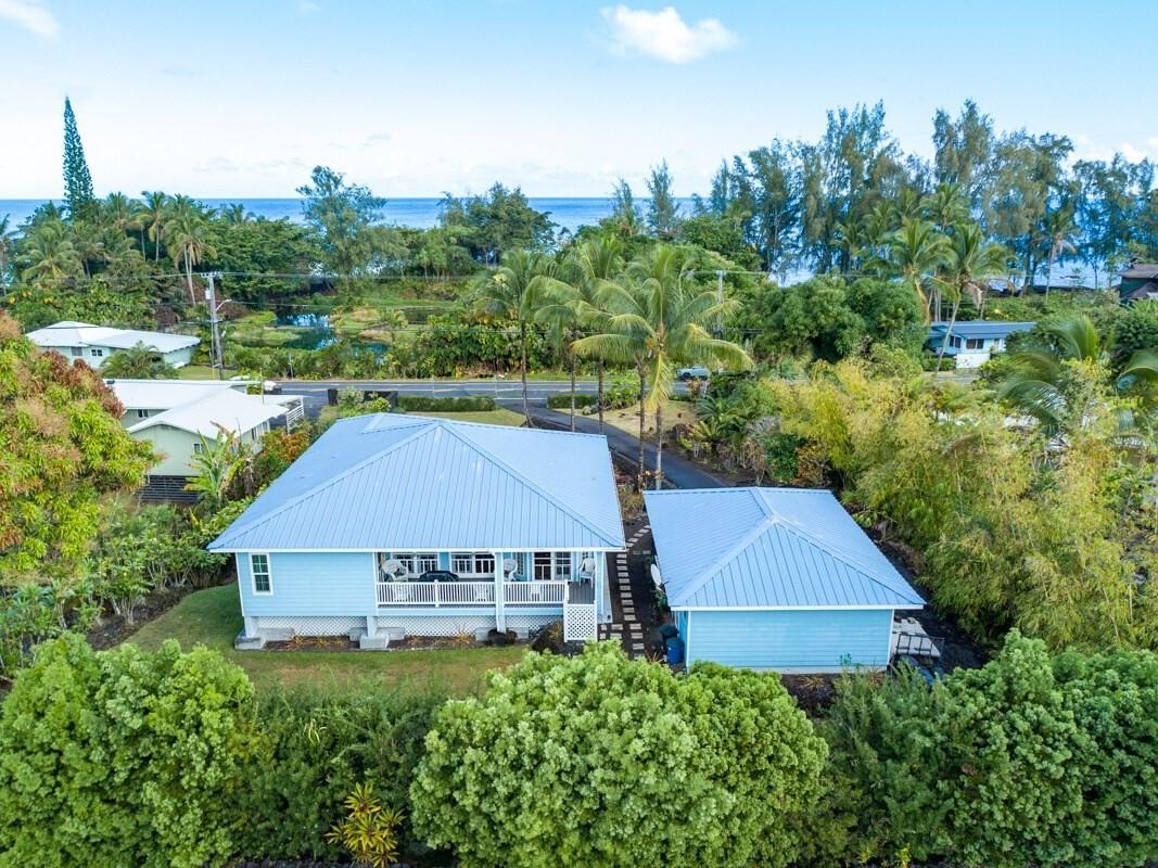 an aerial view of a house