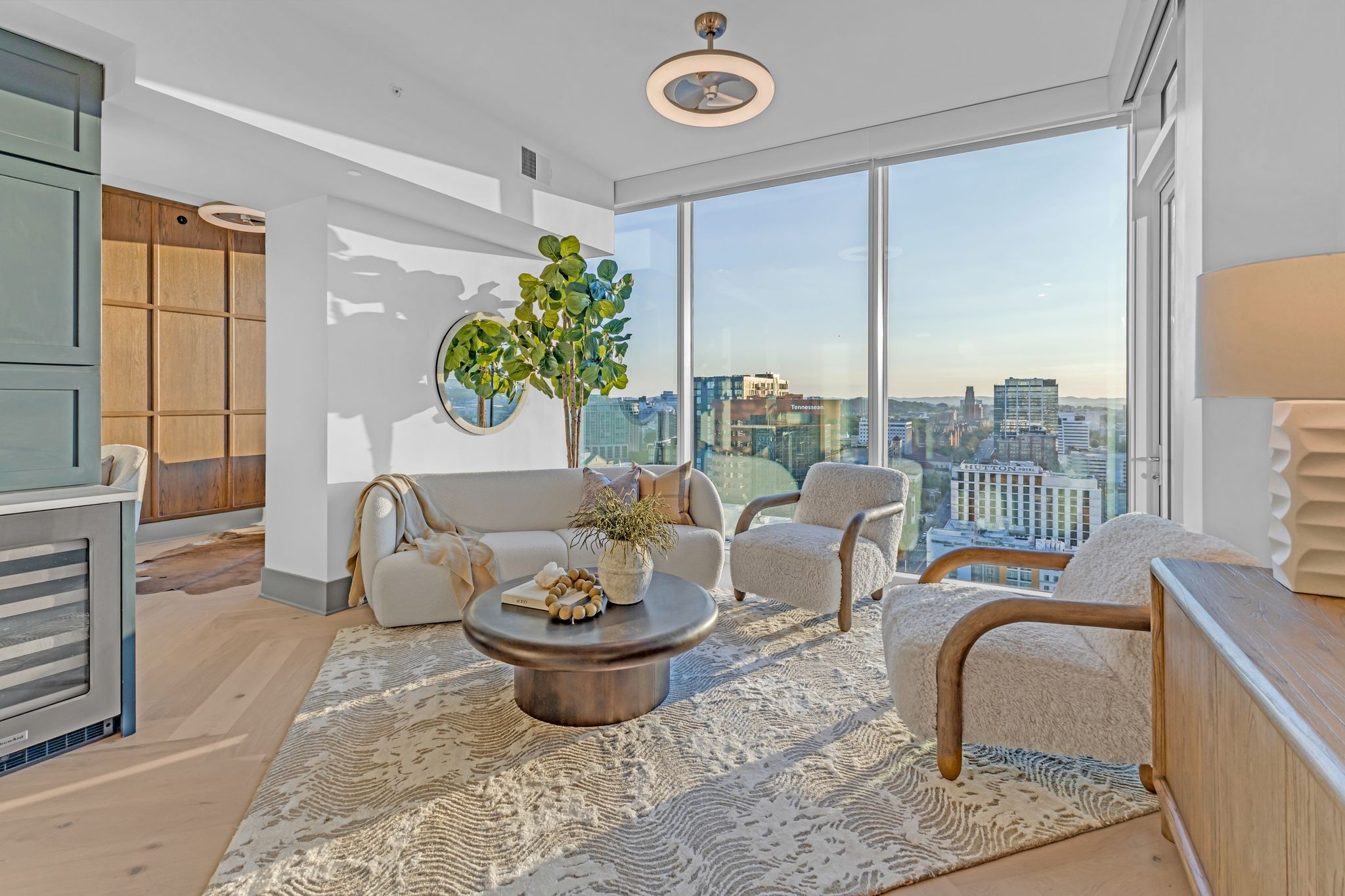 Living room w/ city views