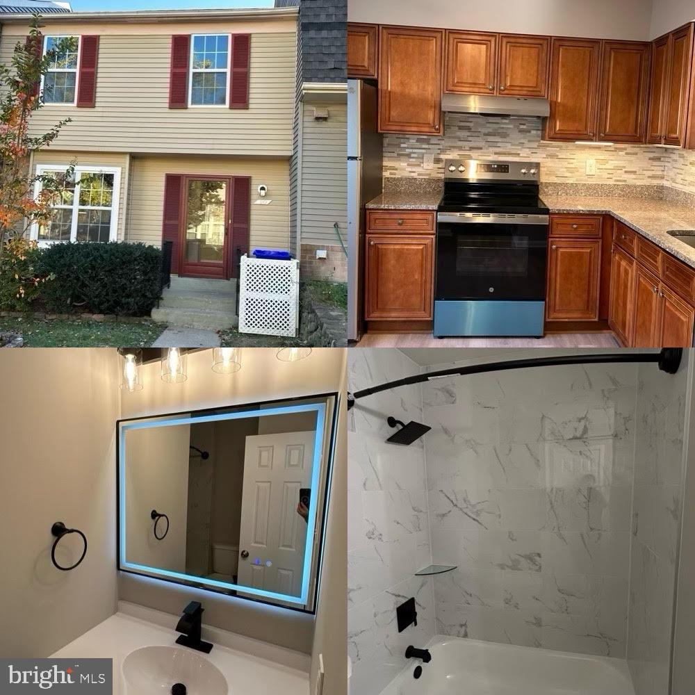 a kitchen with stainless steel appliances granite countertop a stove and a refrigerator