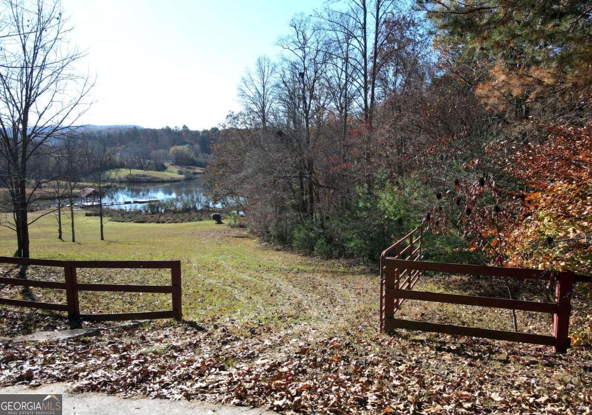 a view of a bench in a garden