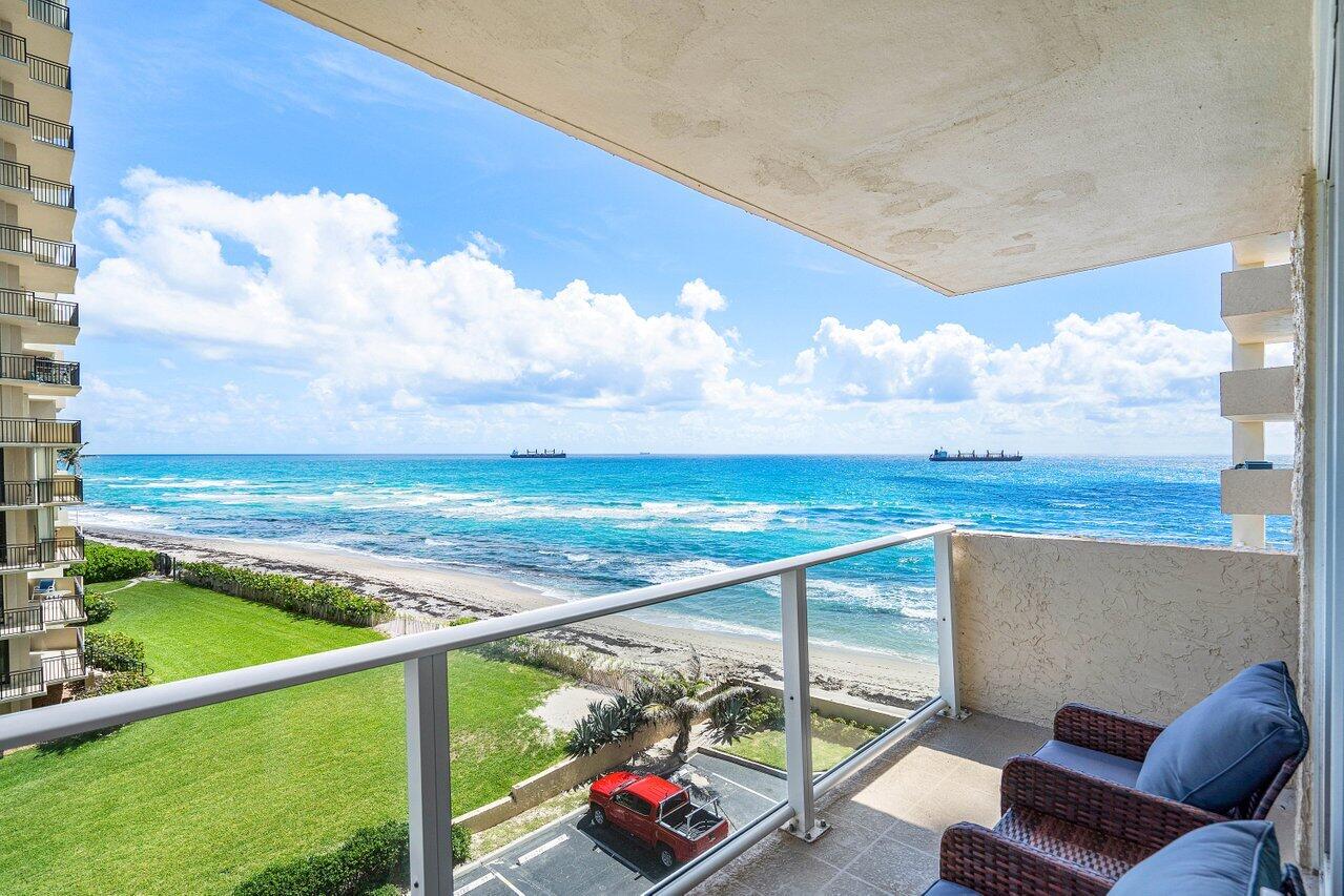 a view of an ocean from a balcony