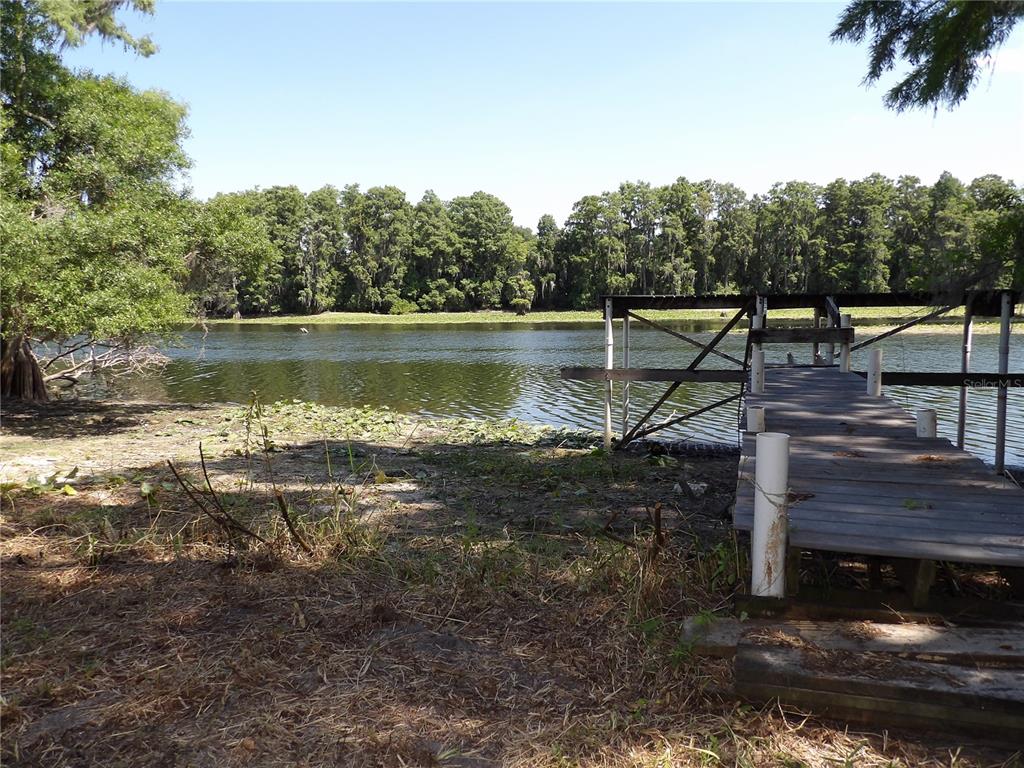 a view of a lake with a mountain in the background