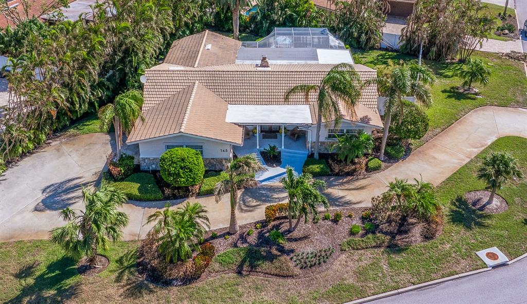 an aerial view of a house