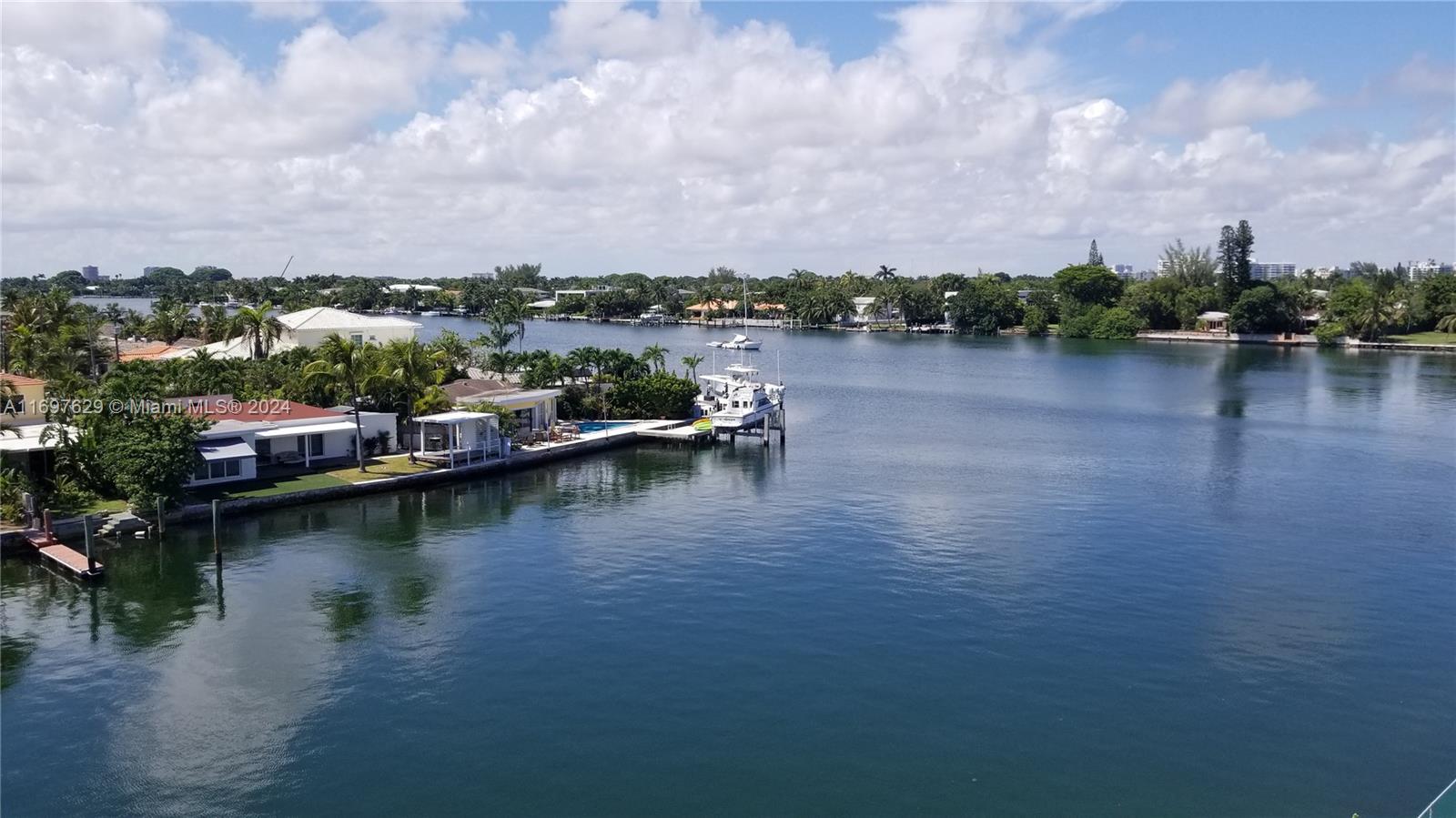 a view of a lake with houses