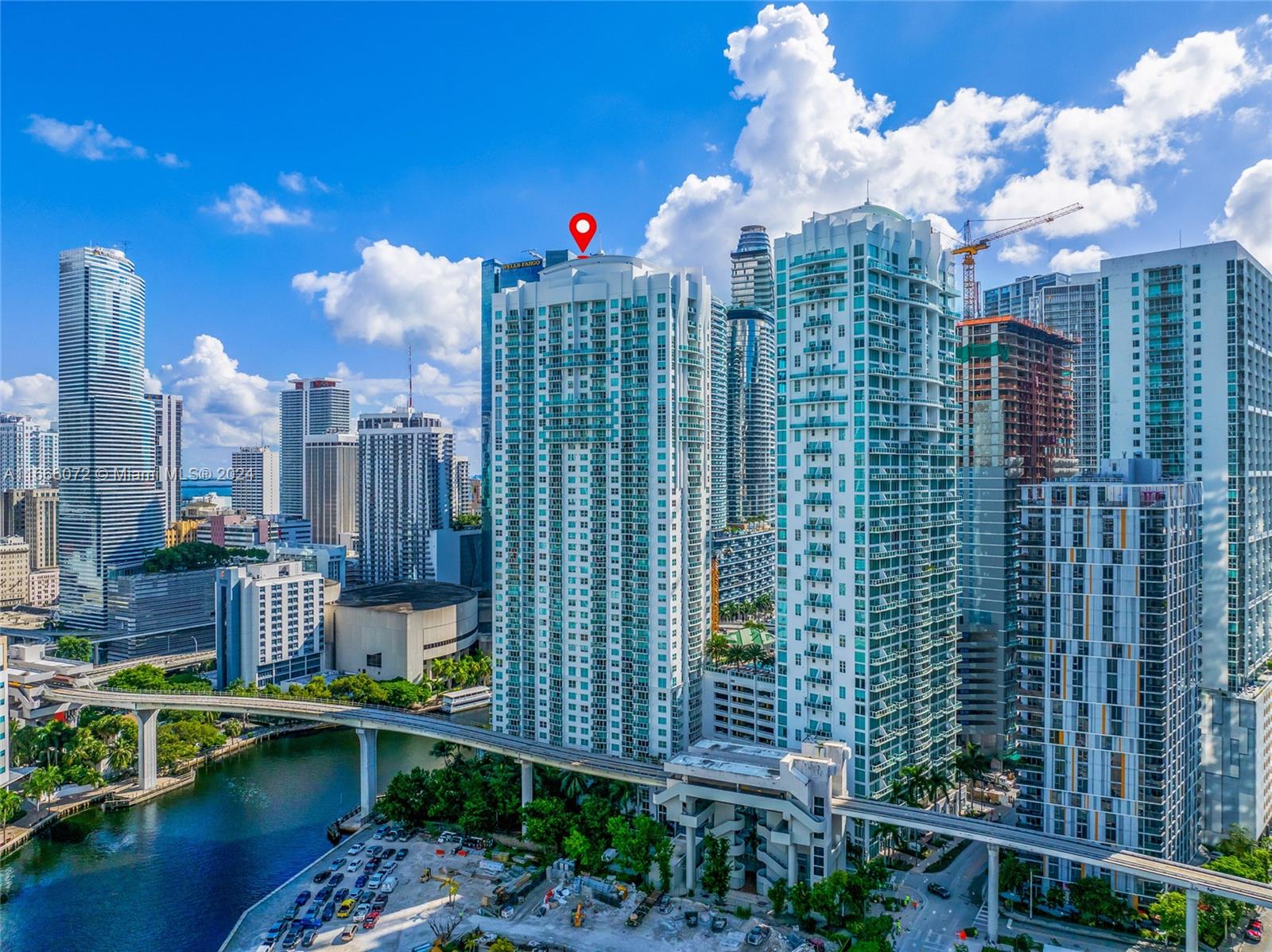 a city view with tall buildings