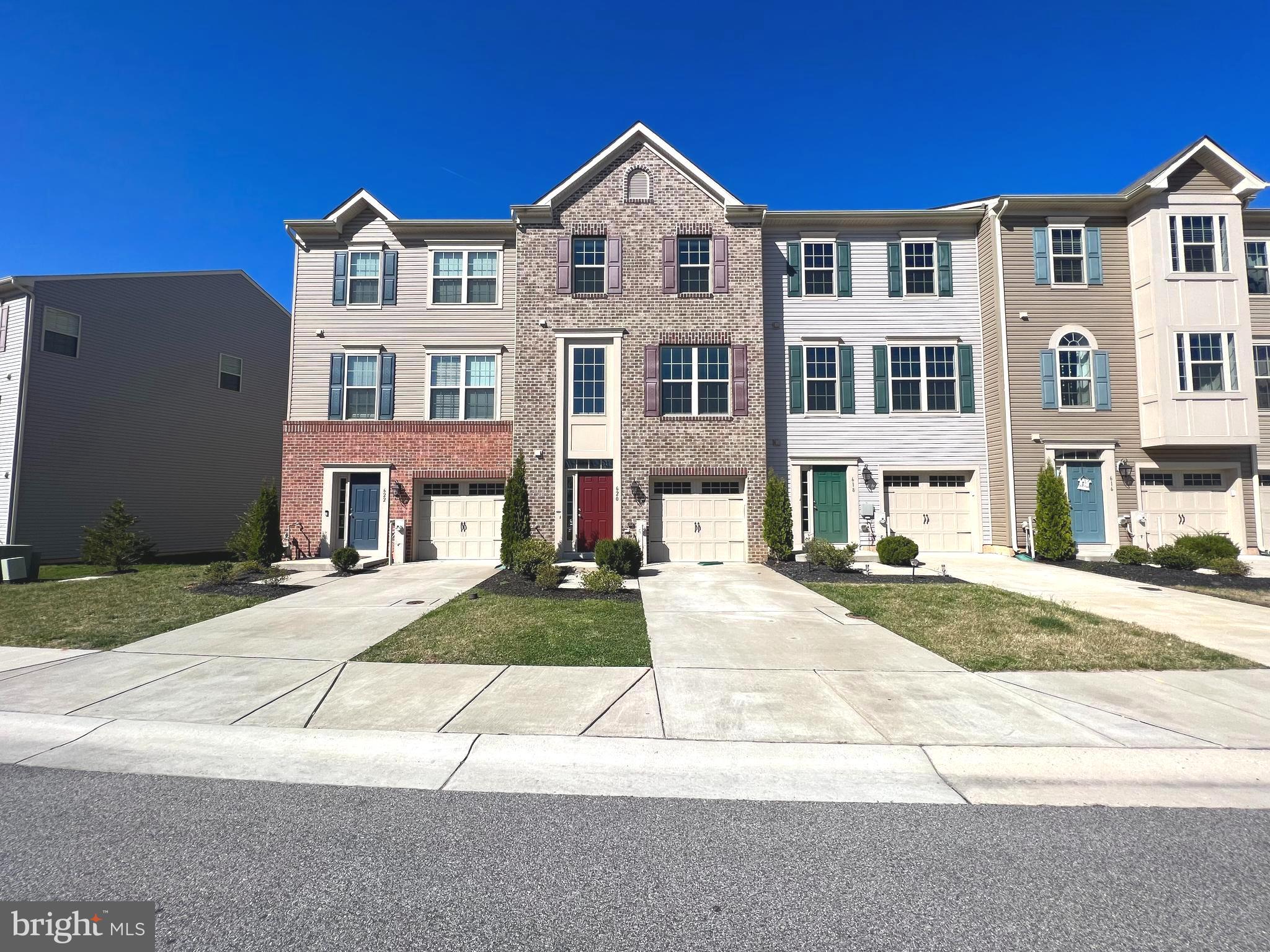 a front view of residential houses