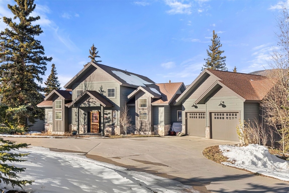 Front exterior with two car garage