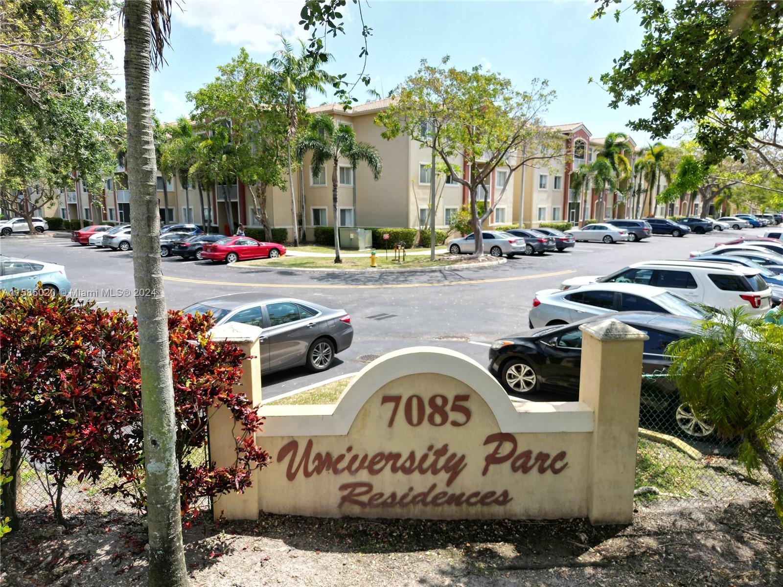 a view of a park with of trees