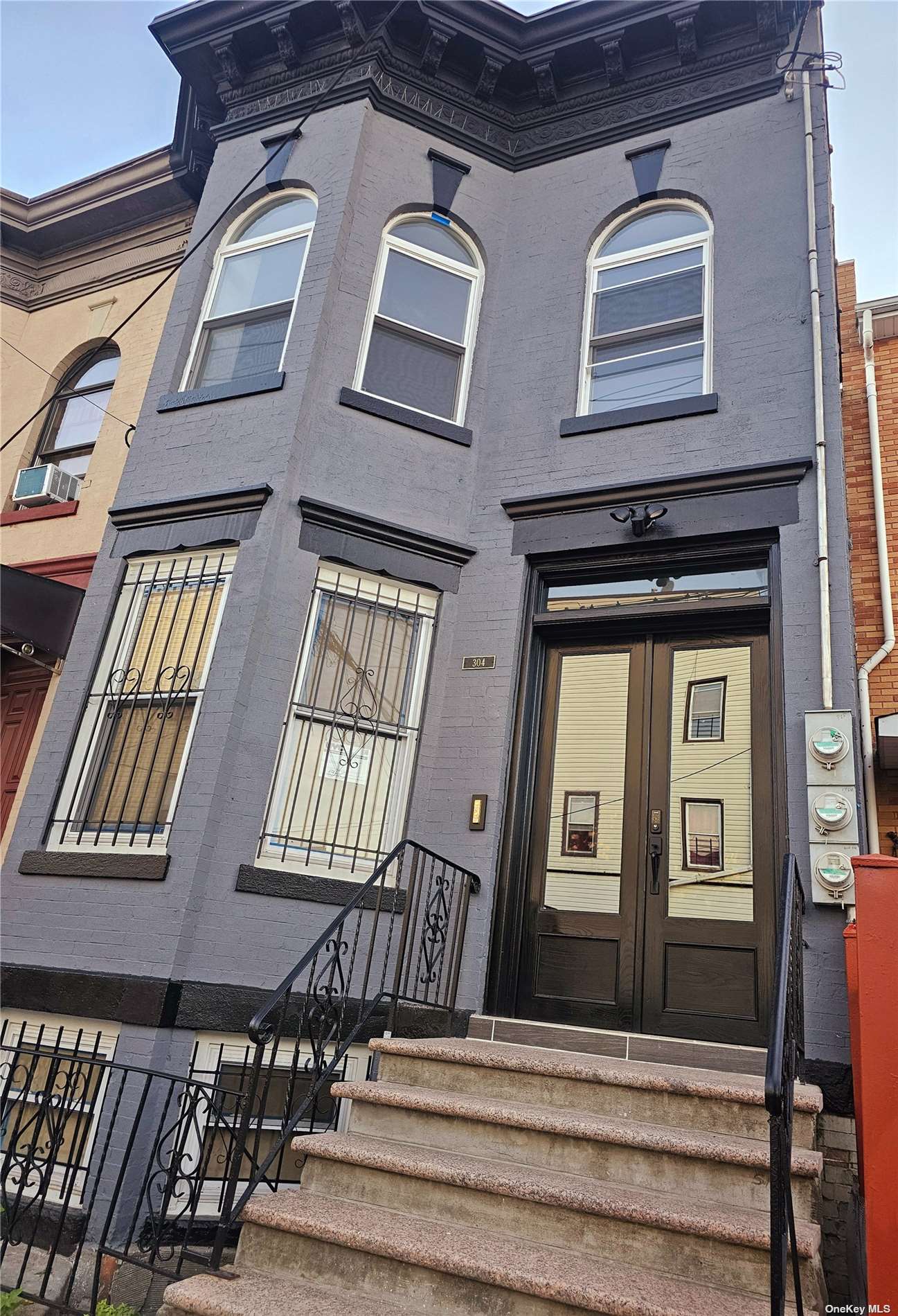 a view of a building with a door